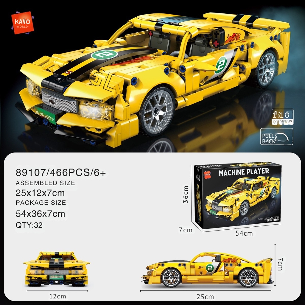 Lắp ghép xe ô tô Bumble-bee (pull-back) tỷ lệ 1:18 .  451 pcs. Sku: LG-89107 ( VAT 001-07-100 ) K121-T4-S1,2