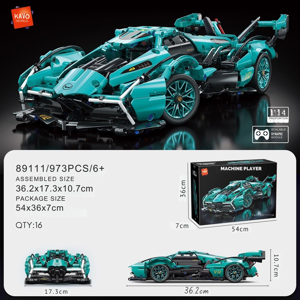 Lắp ghép xe ô tô Tiffany-Blue V12 (static) tỷ lệ 1:14. 1185 pcs. Sku: LG-89111 ( VAT 001-07-200 ) K97-T4-S10