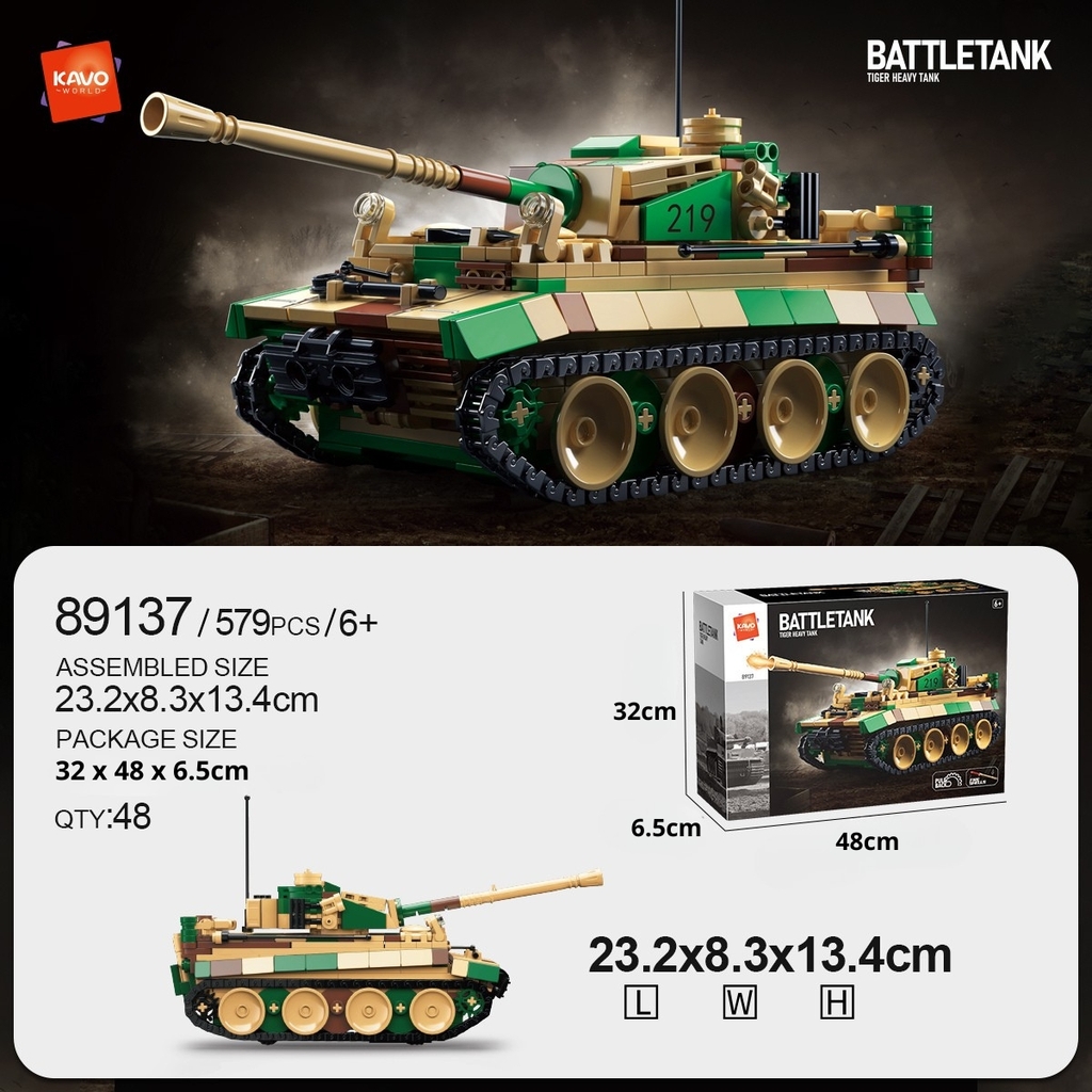 Lắp ghép phương tiện chiến đấu Tiger Tank (pull-back). 597pcs. Sku: LG-89137 ( VAT 001-22-50 ) K97-T4-S9