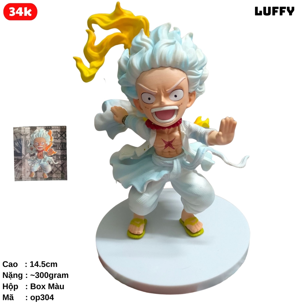 Mô Hình OnePiece luffy gear 5 chibi trạng thái chiến đấu - cao 14.5cm - nặng 300gram - Figure One Piece - Hộp Màu -(VAT : G873-84)- K17-T3-S6 ( D - 14 )