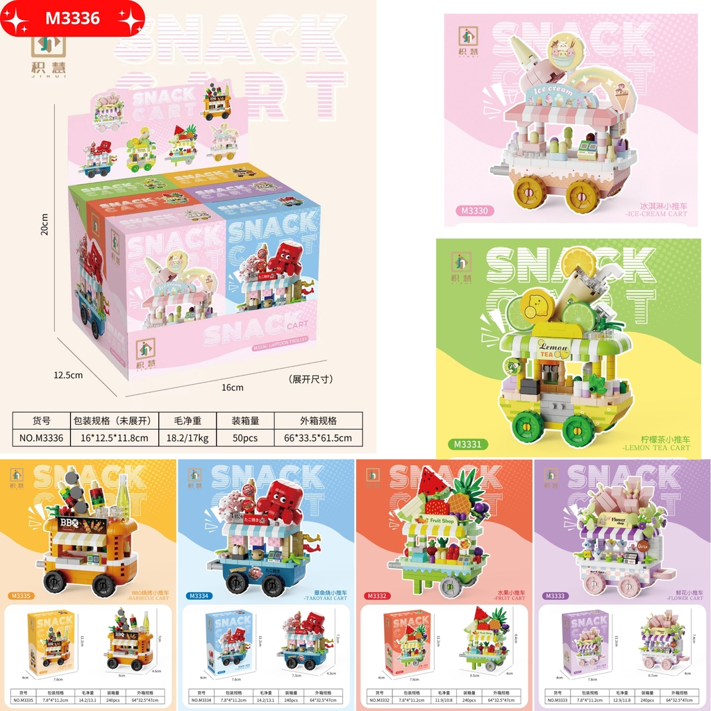 Combo 6 - Bộ 6 hộp Xe Bán Hàng mini lắp ghép - SKU : LG-M3336 ( Vat : DOTTHN2 !!! ) - K128-T2-S12