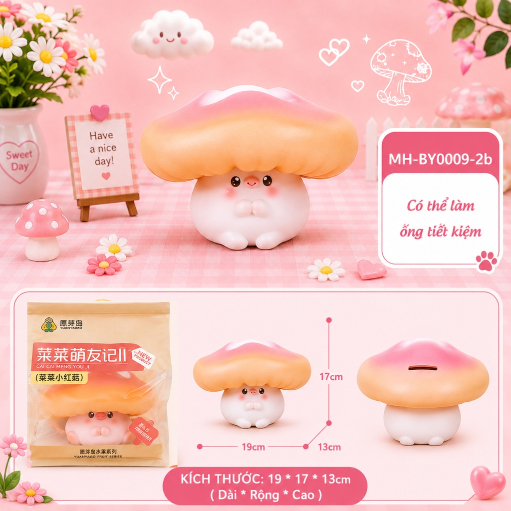 Mô Hình Các Con Vật Cosplay Cây Nấm Size Nhỡ KT 19*17*13cm - SKU : MH-BY0009-2 - (VAT: MH003)