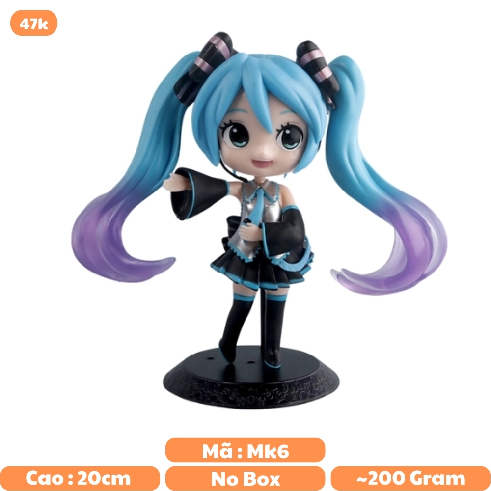 Mô Hình Hatsune Miku chibi váy xanh tóc xanh - Cao 16cm - nặng 300gram - Figure Miku - Bọc Túi - No Box  (VAT : G873-84)