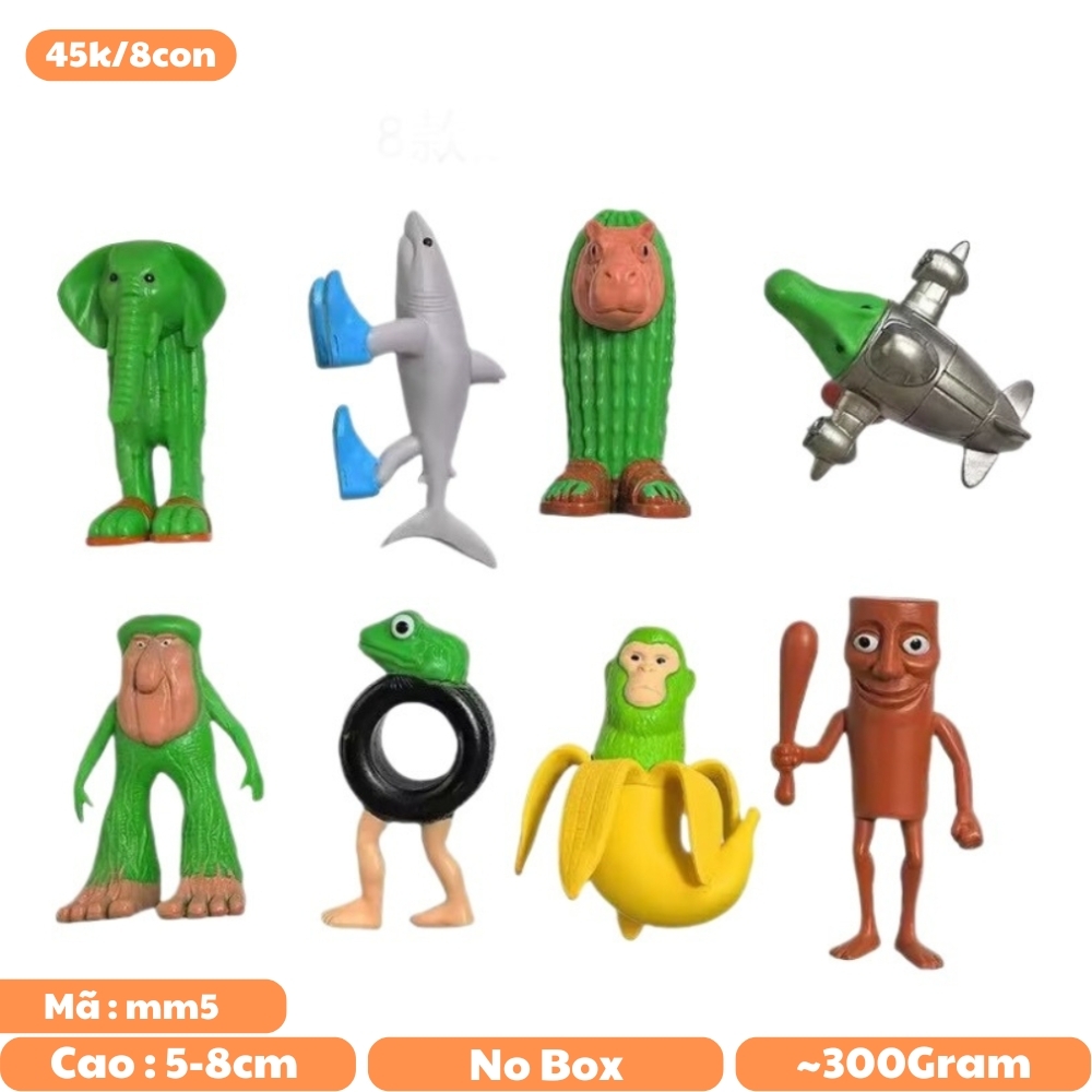 Mô Hình bộ 8 nhân vật tung tung sahur - Cao 5-8cm - nặng 300gram - Figure tung tung sahur - No Box K30-T1-S9