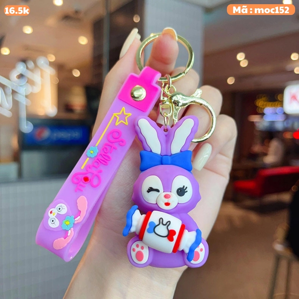 móc khóa thỏ tím cầm kẹo - Dây móc dài : 11cm - Mô Hình Cao : 7cm - Nặng : 50gram - No Box : bọc túi OPP n3-k18-t4-s1