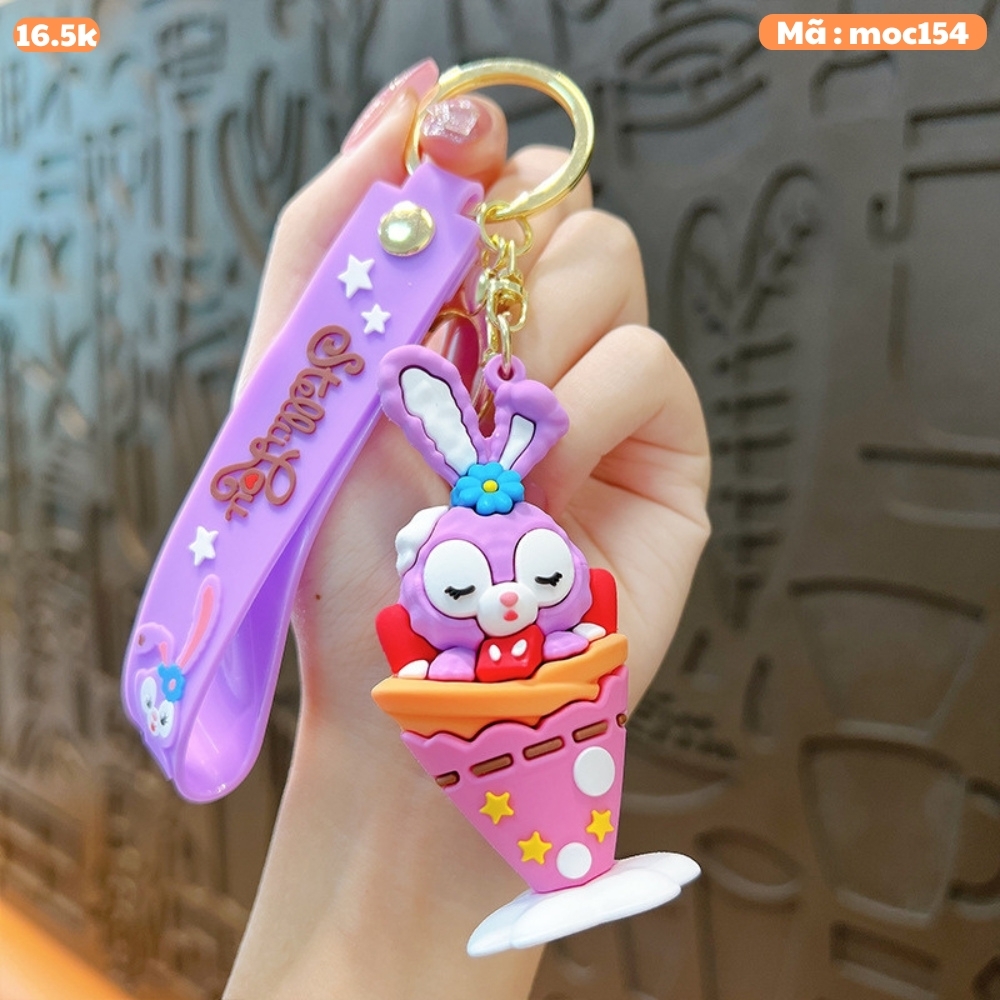 móc khóa thỏ tím kem - Dây móc dài : 11cm - Mô Hình Cao : 7cm - Nặng : 50gram - No Box : bọc túi OPP N3-K17-T6-S1