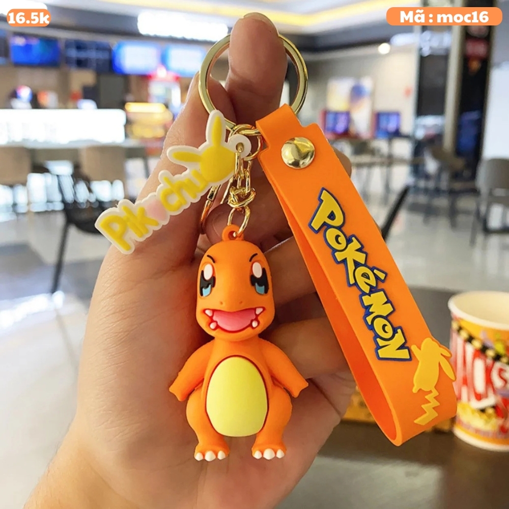 Móc khóa rồng Charmander - Dây móc dài : 10cm - mô hình rồng Charmander  Cao : 5.5cm - Nặng 45gram - No Box : Bọc túi OPP -K77-T5-S1