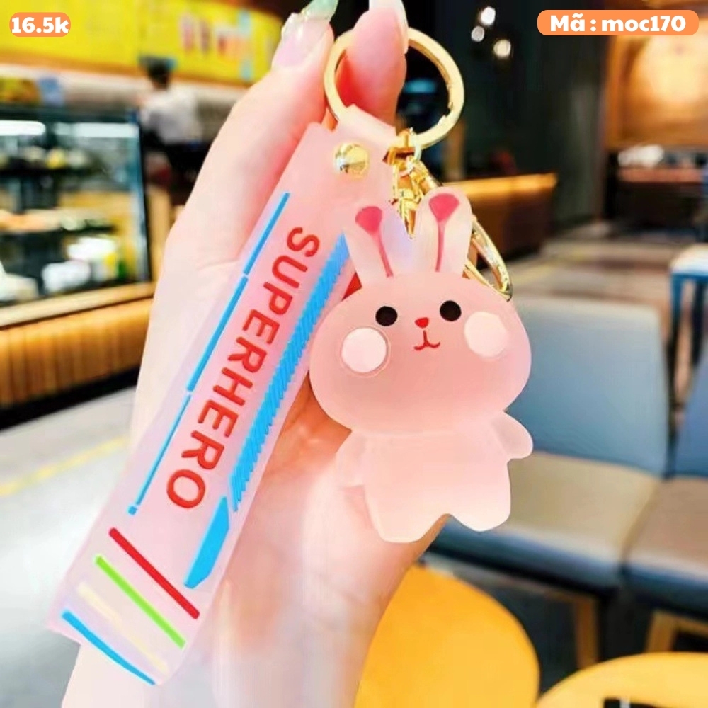 móc khóa thỏ - Dây móc dài : 10cm - Mô Hình Cao : 6cm - Nặng : 50gram - No Box : bọc túi OPP N3-T3