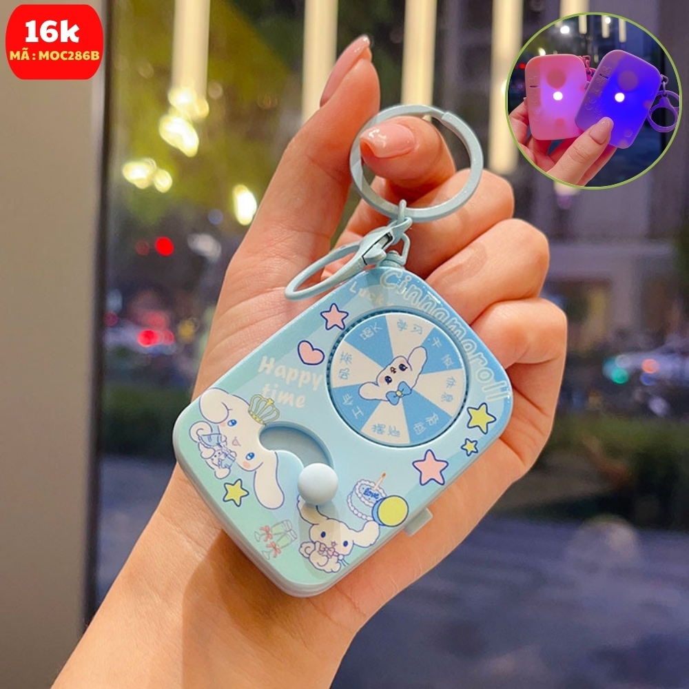 Móc Khóa gạt xoay xanh dương nhạt chó trắng ( Có Đèn ) - Dài 6.3cm , Rộng 4.5cm - Nặng 50gram - SKU: moc286b - (Vat: MK001) - K76-T6-S11