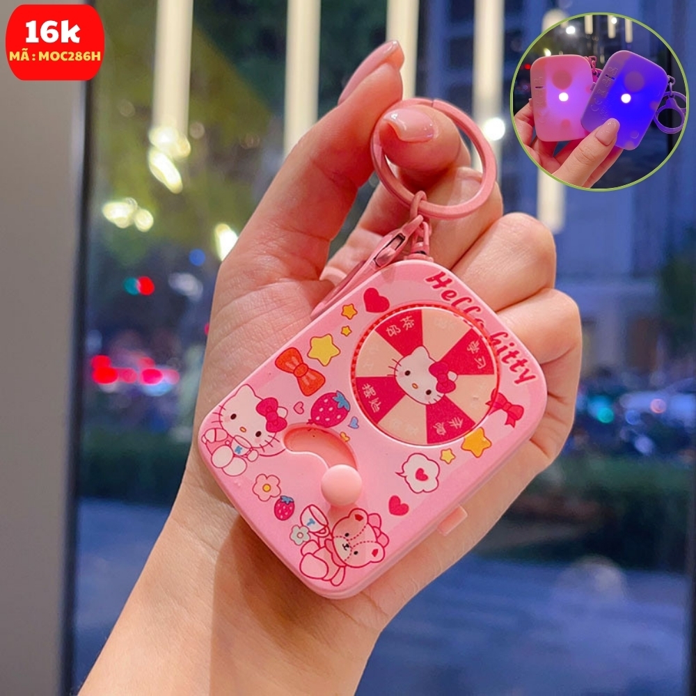 Móc Khóa gạt xoay hồng hello kitty ( Có Đèn ) - Dài 6.3cm , Rộng 4.5cm - Nặng 50gram - SKU: moc286h - (Vat: MK001) - K76-T6-S11