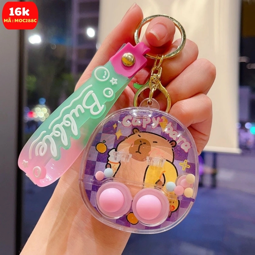 Móc Khóa Bấm capybara màu tím - Dài 7.7cm , Rộng 4.7cm - Nặng 50gram - SKU: moc288c - (Vat: MK001)