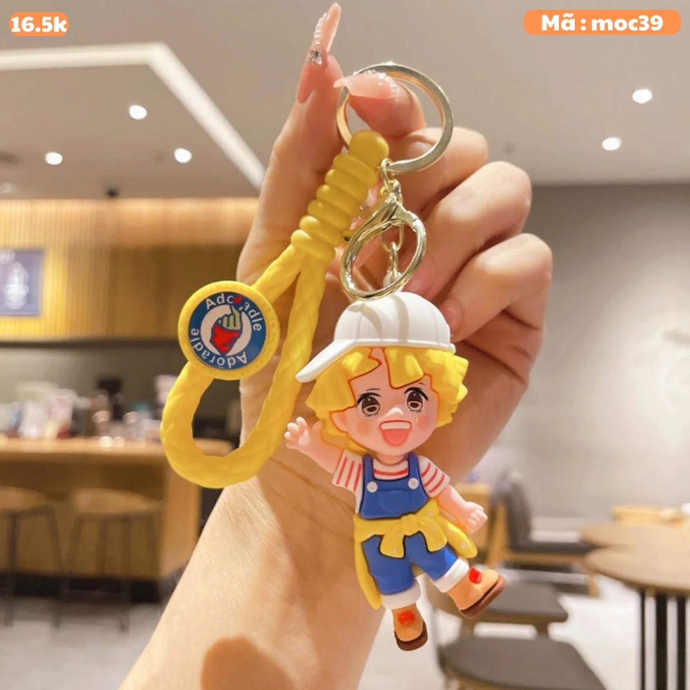 Móc Khóa Zenitsu - Dây móc dài : 9.5cm - Mô Hình Cao : 8.3cm - Nặng : 50gram - No Box : bọc túi OPP N3-K17-T4-S1