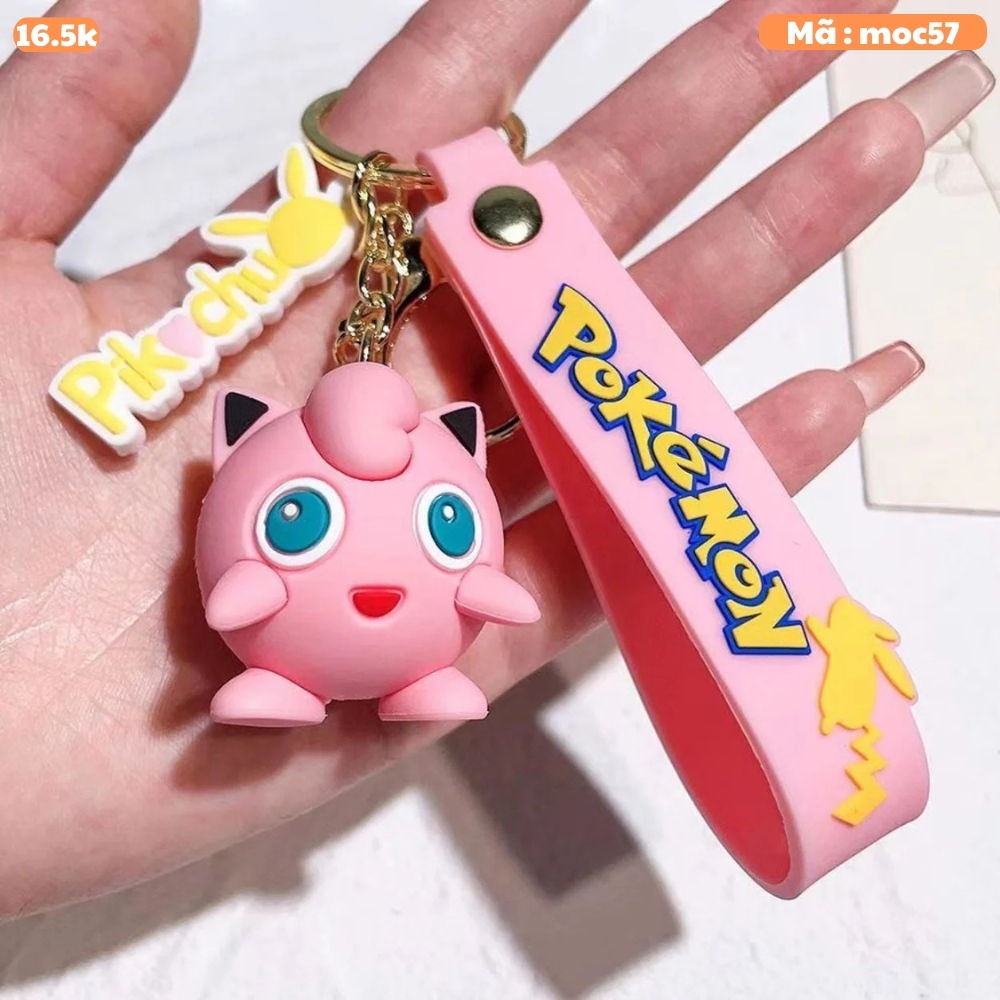 Mô Hình móc khóa Pokemon Jigglypuff - dây dài 11cm - Mô Hình cao 3cm - nặng 50gram - No Box : bọc túi OPP - K77-T3-S3
