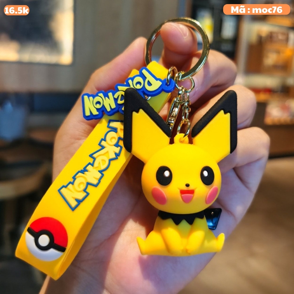 Móc Khóa Pikachu ngồi tai đen - Dây móc dài : 10cm - Mô Hình Cao : 6cm - Nặng : 50gram - No Box : bọc túi OPP n3-k14-t6-s1
