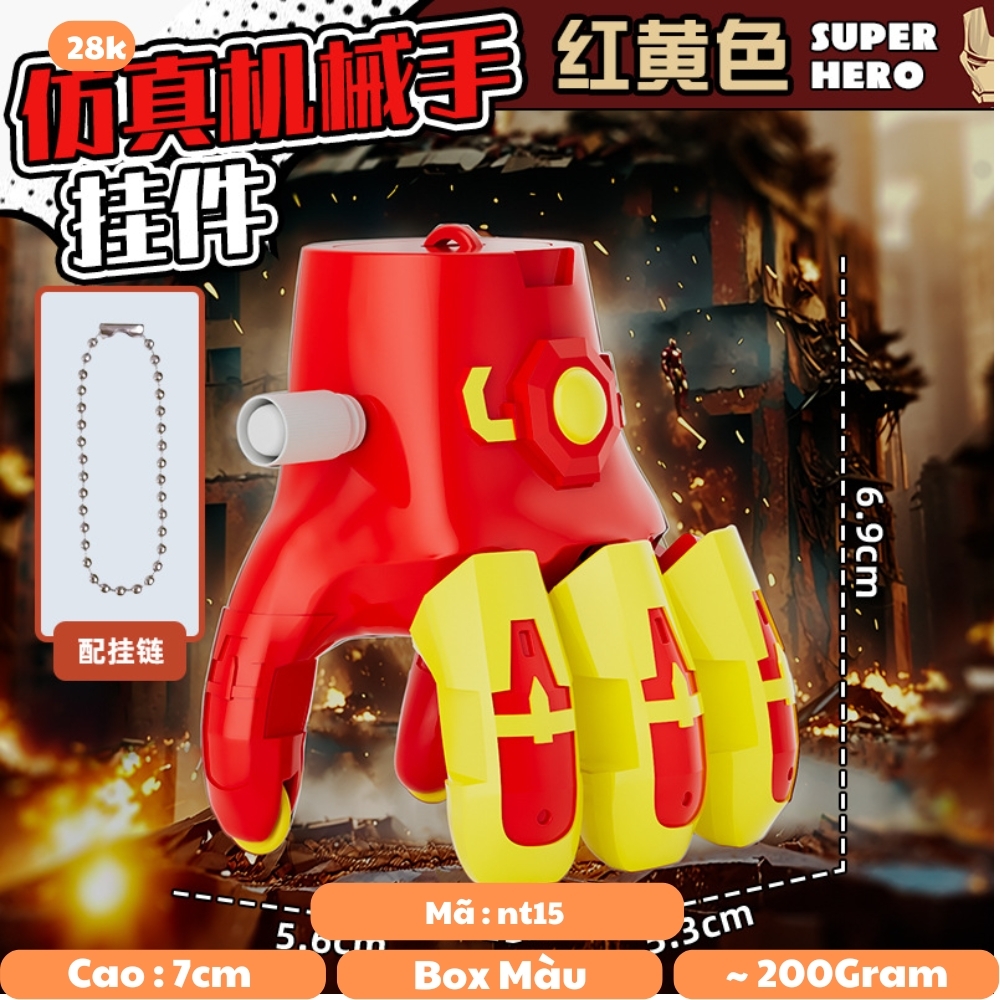 Đồ chơi găng tay vô cực đỏ vàng chạy cót có móc treo - Cao : 6.9cm Nặng : 200gram - Đồ chơi trẻ em - Hộp Màu