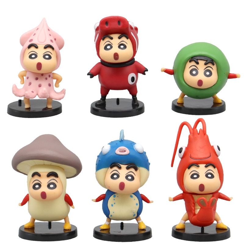 ( Giá 1 con - Bộ 6 con - Đặt Số Lượng 6 ) - Mô Hình bộ 6 Shin bút chì - Cao 5-7.5cm - nặng 300gram - Figure Cậu Bé Bút Chì - bọc túi OPP - Hộp Màu - Hm35 - (VAT G873-79) - K31-T3-S6