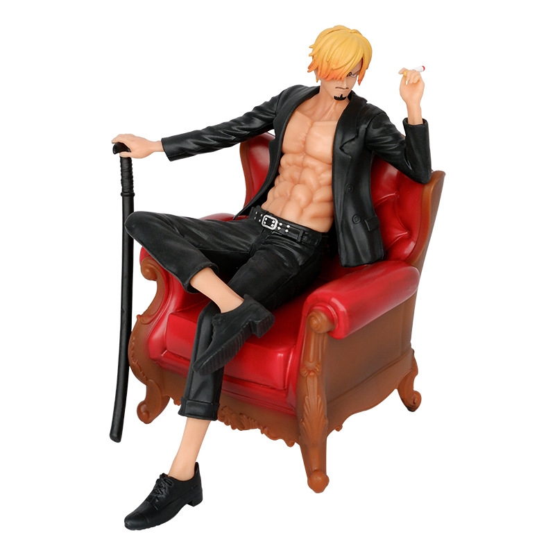 Mô Hình OnePiece Sanji ngồi Ghế - Cao 14cm - nặng 420Gram - Phụ kiện : 1 gậy cầm tay  - Figure OnePiece - có hộp màu - N4-K14