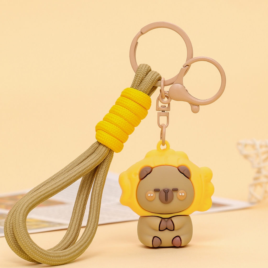 Móc khóa capybara dây đôi ver2 - dây dài 12cm mô hình cao 5.2cm - nặng : 50gram - SKU: moc176 - (Vat: 88223-7) -  N3-T3