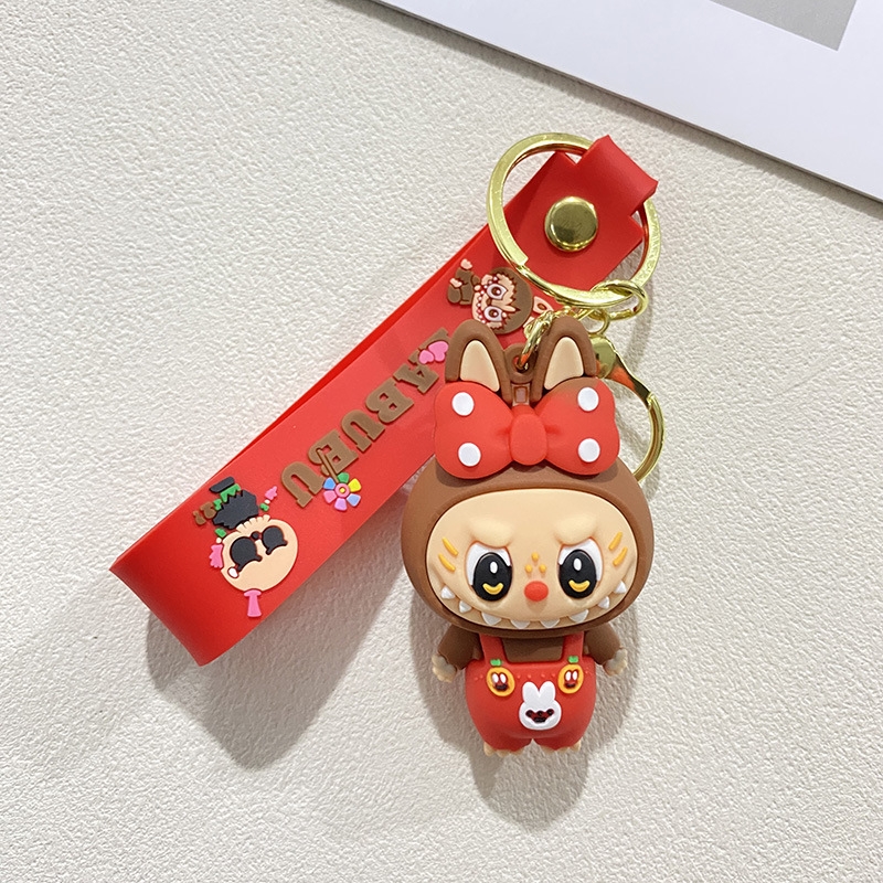 Móc Khóa labubu nơ đỏ - Dây móc dài : 10cm - Mô Hình Cao : 7cm - Nặng 50gram - Bọc Túi