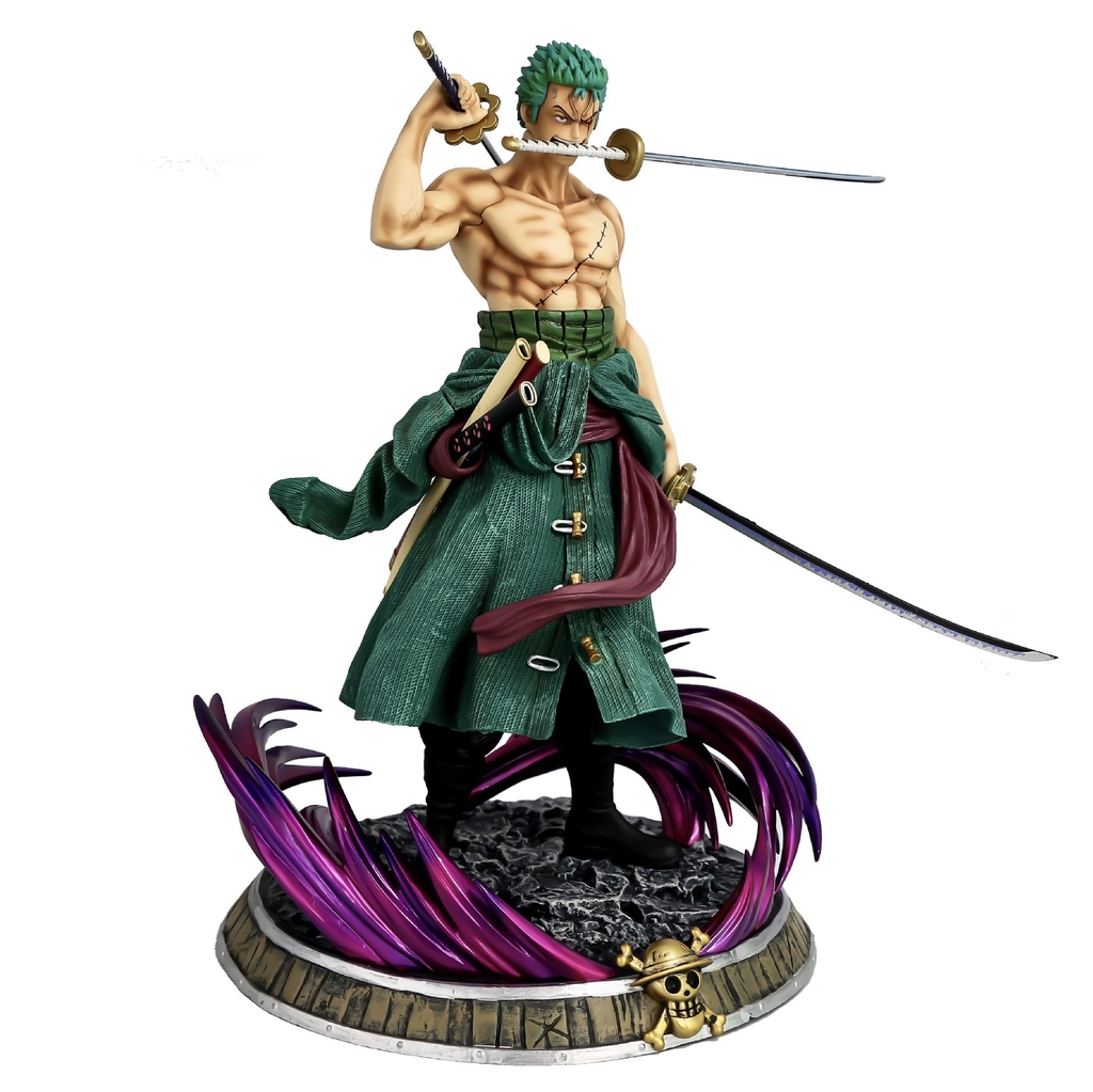 Mô Hình Đồ Chơi - Mô Hình Zoro Cao 36cm + 2 đầu thay thế - OnePiece - Hộp Carton - N4-K14