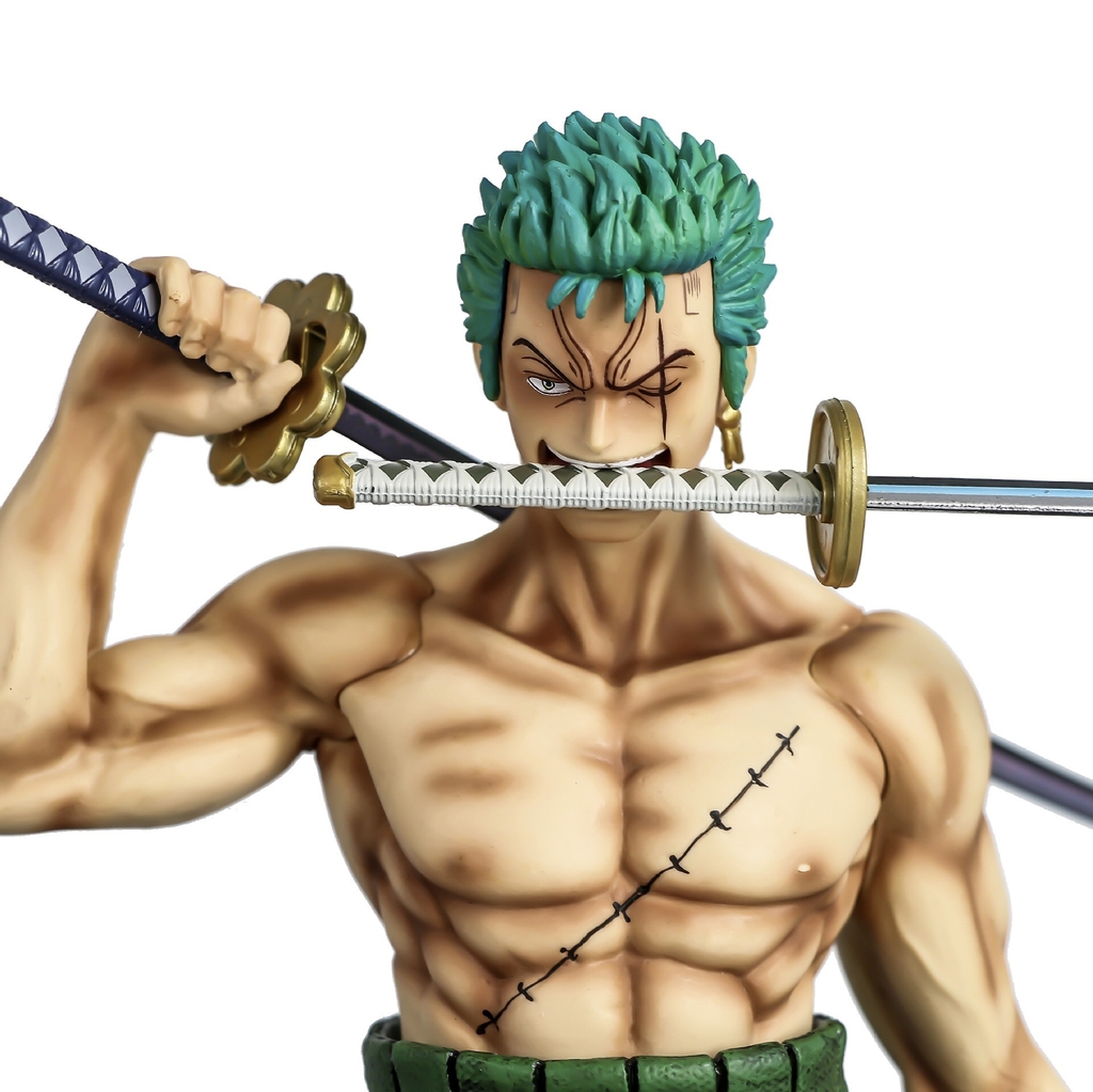 Mô Hình Đồ Chơi - Mô Hình Zoro Cao 36cm + 2 đầu thay thế - OnePiece - Hộp Carton - N4-K14