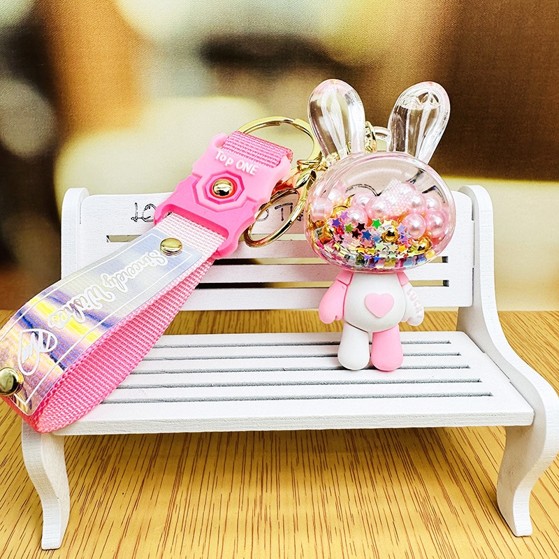 Móc khóa thỏ hồng - Dây móc dài : 10cm - Mô Hình Cao : 7cm - Nặng : 50gram - No Box - SKU: moc132 - (Vat: 88223-7) -  K79-T4-S4