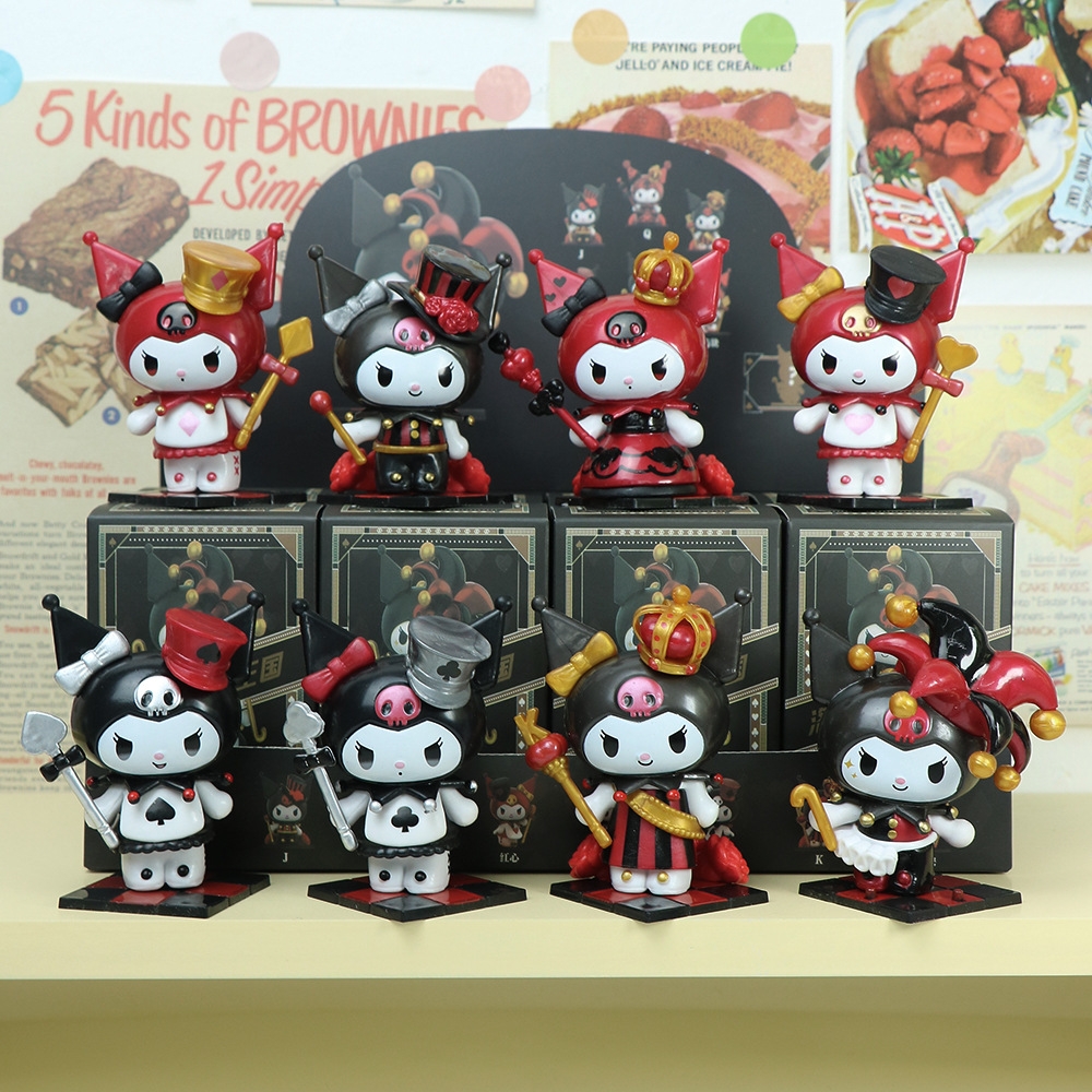 Mô hình kuromi Bộ 8 Melody Gemini Pudding Dog Cinnamon Dog Kuromi có đế Bản Blind Box - cao 8cm - Nặng 200gram - Bọc Túi - Hộp Màu - N3-K36-T2-S2