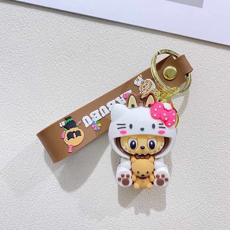 Móc Khóa labubu cosplay hello kitty - Dây móc dài : 10cm - Mô Hình Cao : 7cm - Nặng 50gram - Bọc Túi