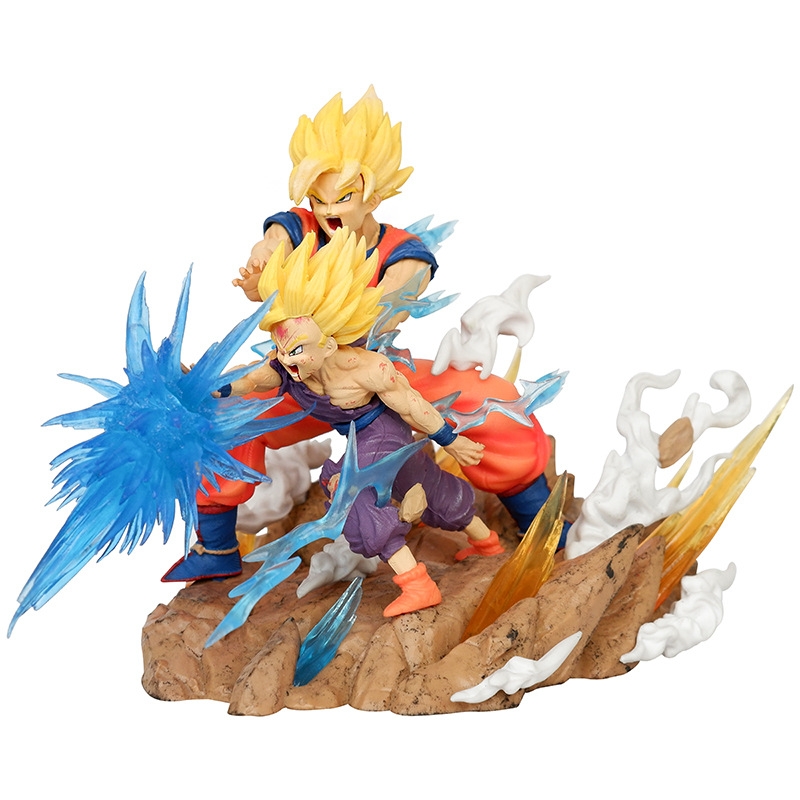 Mô hình DragonBall Goku và Gohan đại chiến cell bọ hung - Cao 13cm - rộng 20cm - nặng 410gram - Dragon Ball - Có Hộp màu -K7-T3-S7