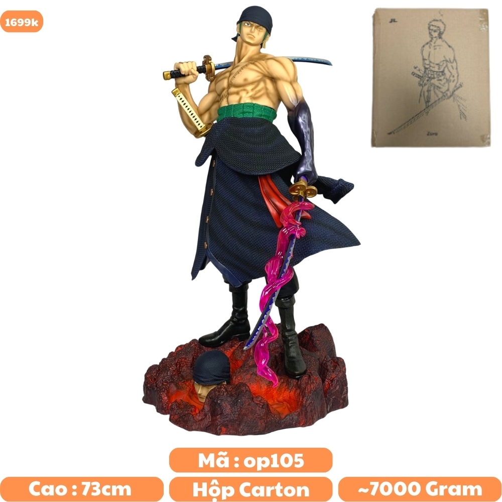 Mô Hình OnePiece Zoro enma - Cao 73cm - ~7kg - Phụ kiện : 2 kiếm + 2 đầu nam châm + 1 haki + Box Bìa + hộp xốp- Figure OnePiece - Có Hộp N1-T2