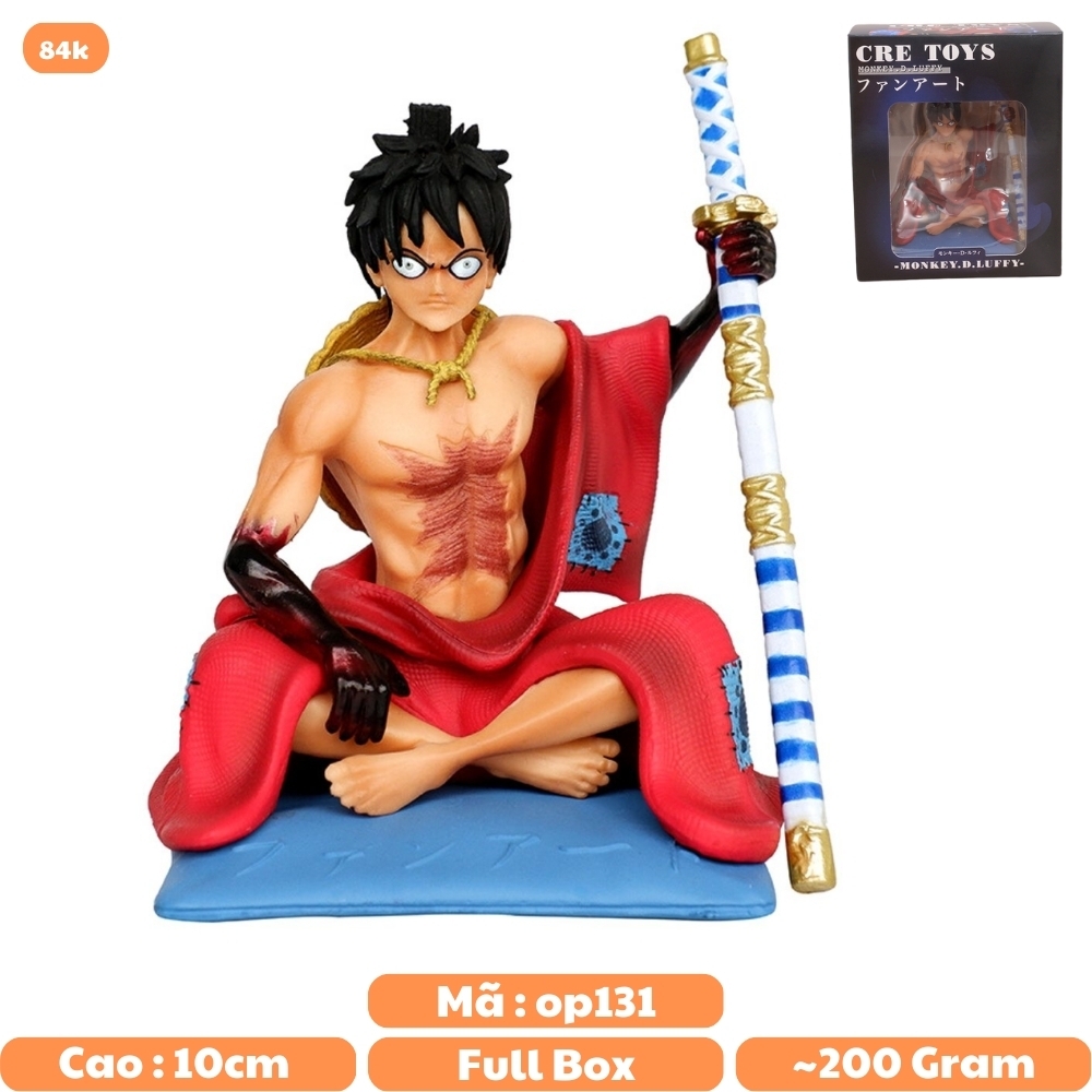Mô Hình OnePiece Luffy Wano ngồi cầm kiếm - 10cm - rộng 8cm - nặng 180gram - Phụ kiện : kiếm + Đế - Figure OnePiece - Có Hộp - N1-K47-T3-S2