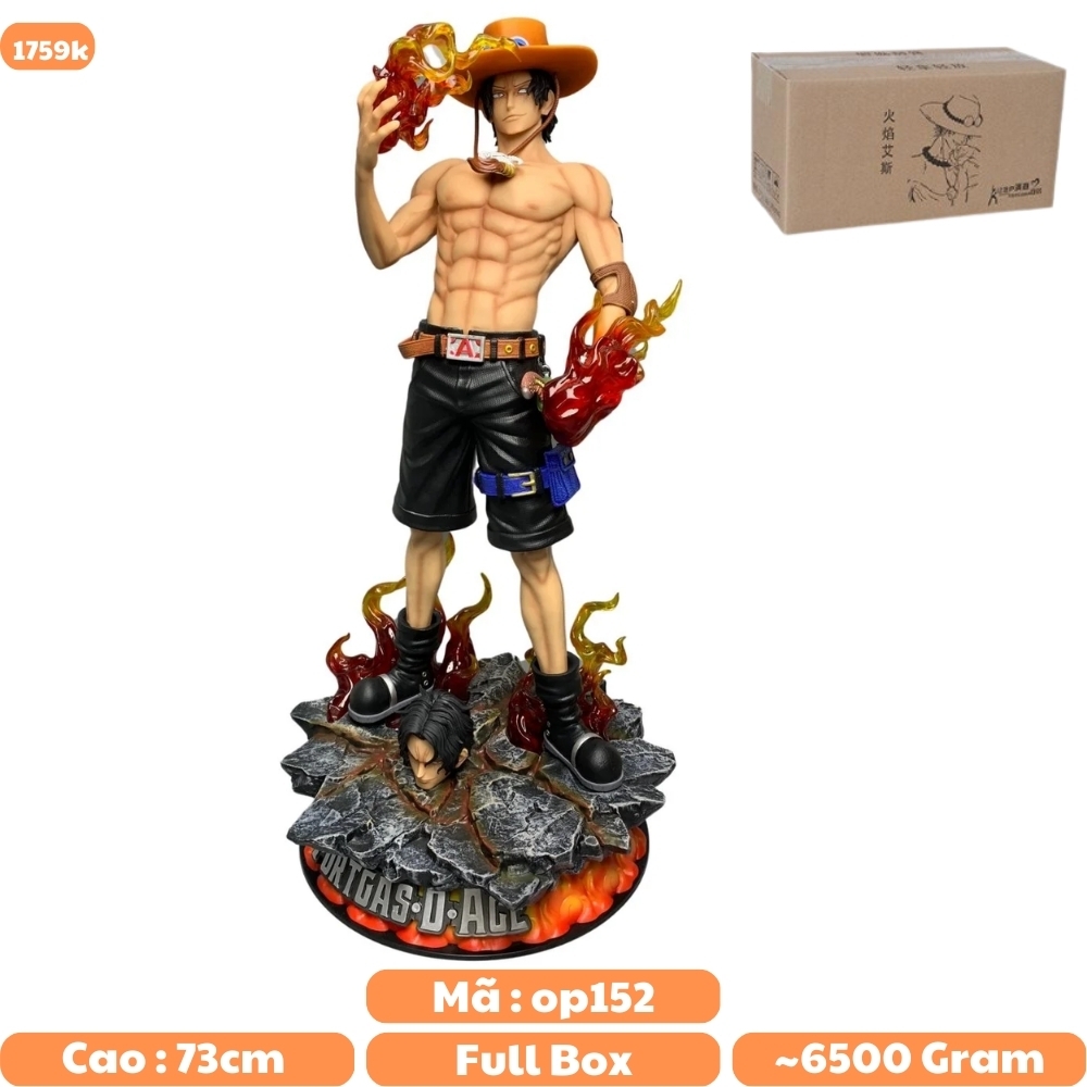 Mô Hình ACE  OnePiece dáng đứng siêu ngầu - cao 73cm - nặng 6kg5 - phụ kiện : 2 đầu + 1 dây sạc - Figure OnePiece - Có Hộp xốp + Box Bìa N2