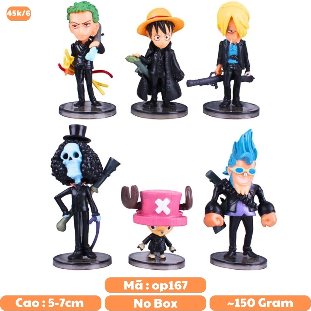 Mô hình OnePiece combo 6 nhân vật áo đen Cao 5-7cm - nặng 150Gram- Figure OnePiece - No Box - N3-K42-T2-S1