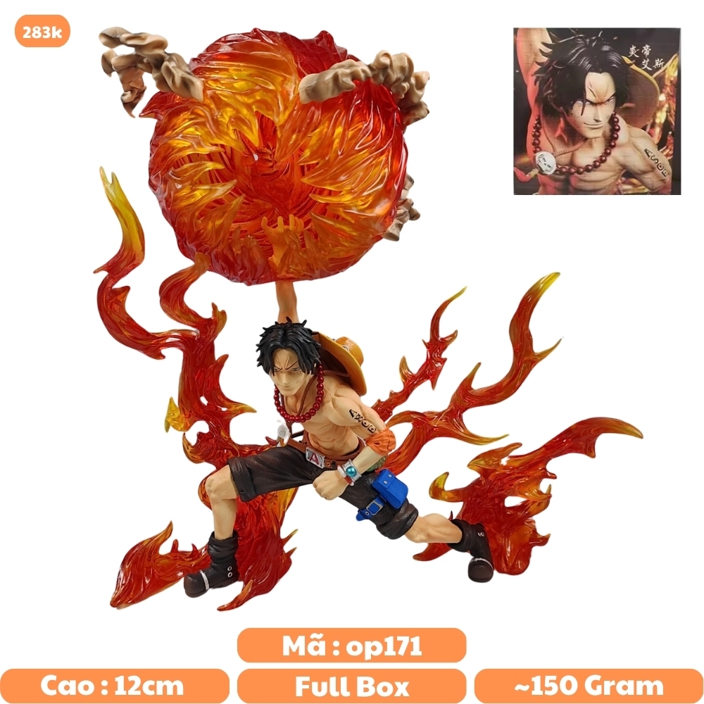 Mô Hình OnePiece Portgas D. ACE nâng cầu - Cao 27cm - nặng 1kg2 - Phụ Kiện : LED , Figure OnePiece - có hộp màu - N1-K38-T3-S12 (N5)