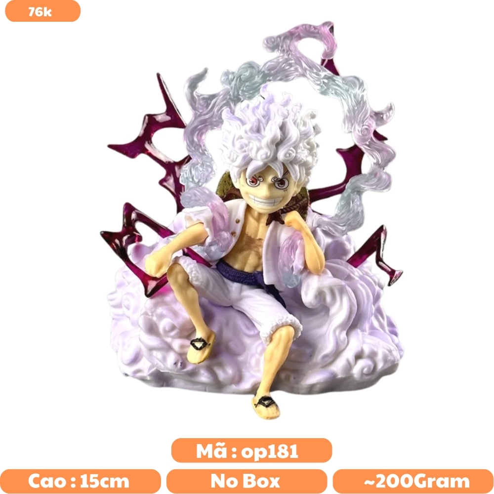 Mô hình OnePiece Luffy Gear 5 ngồi mây Bản To - Cao 15cm - ngang 9cm - nặng 200gram - OnePiece - bọc túi OPP + no box - N1-K48-T2-S2