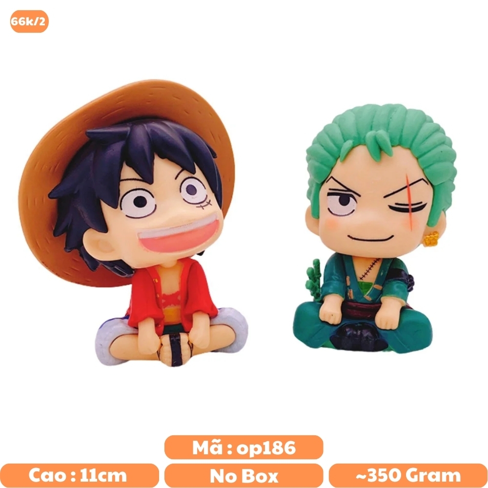 Mô hình OnePiece Luffy và Zoro chibi ngồi siêu dễ thương - Cao 11cm - rộng 6 - 9cm - nặng 350gram - OnePiece - No Box - N3-K49-T1-S1-S2-S3