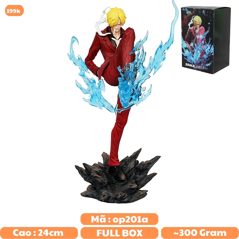 Mô Hình OnePiece Sanji chiến đấu áo nâu - Cao 24cm - ngang 9cm - nặng 300gram - full box - có hộp màu - N1-K38-T3-S5