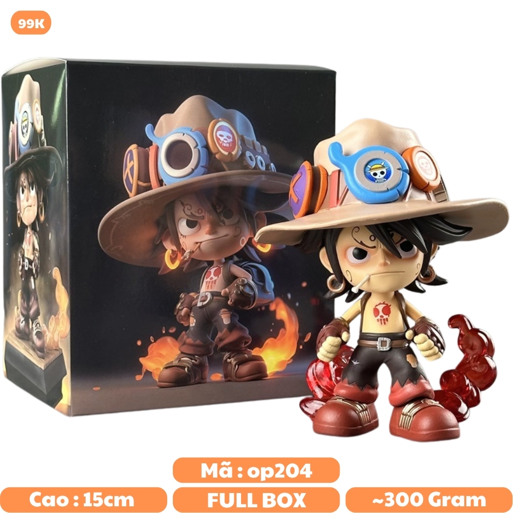 Mô Hình OnePiece Ace chibi dáng đứng - Cao 15cm - Nặng 300gram - Có Hộp màu - Figure anime One Piece - N1-K46-T4-S3