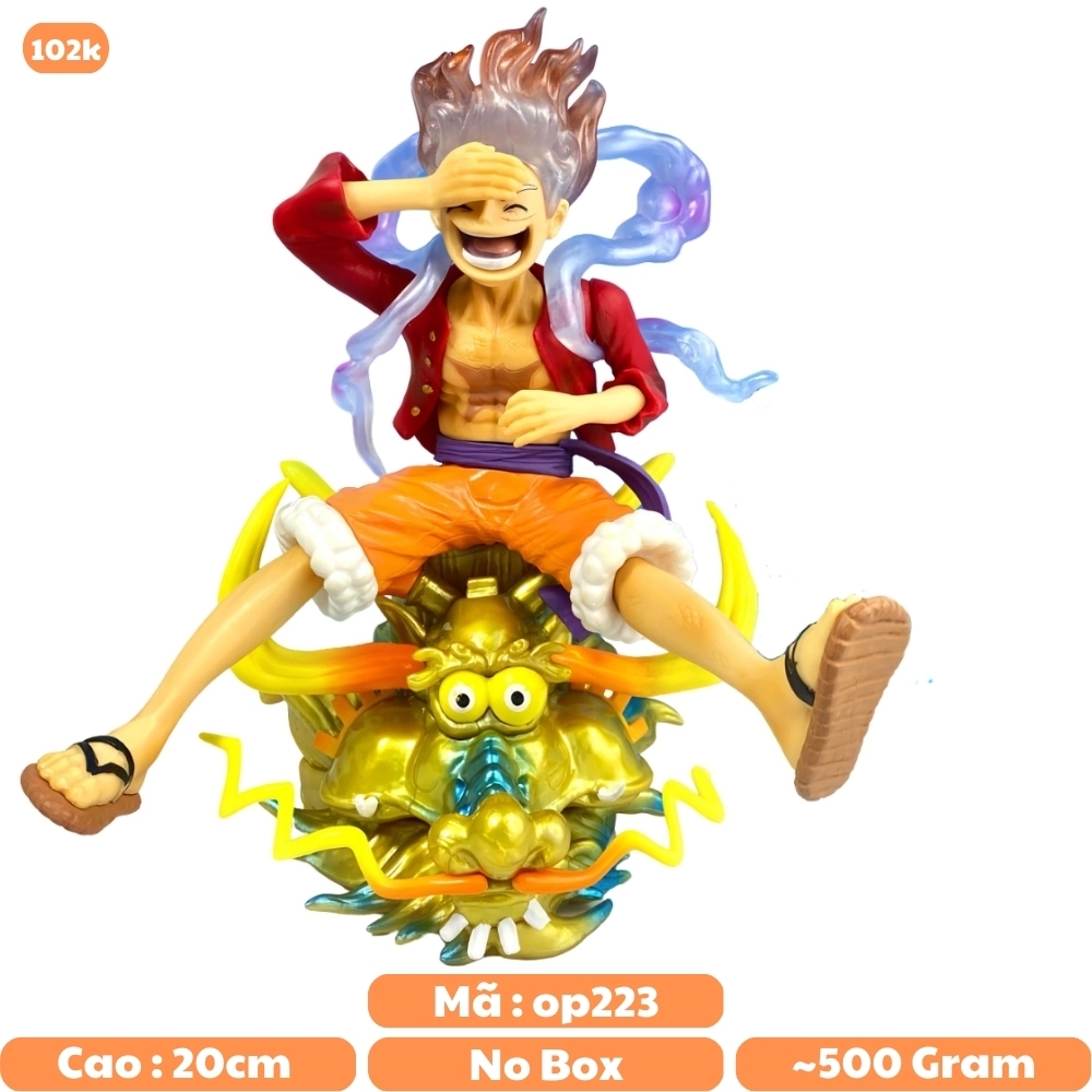 Mô Hình OnePiece Luffy gear 5 áo đỏ ngồi cười cưỡi đầu rồng siêu đẹp Cao 20cm - Nặng 500gram , Figure OnePiece - No box - N4-K5