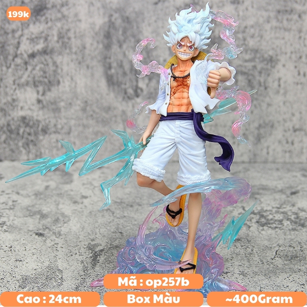 Mô Hình OnePiece Luffy gear 5 dáng đứng tay cầm sét Đế Trong - Cao 24cm - Nặng 400gram , Figure OnePiece - Full Box - N1-K28-T5-S3