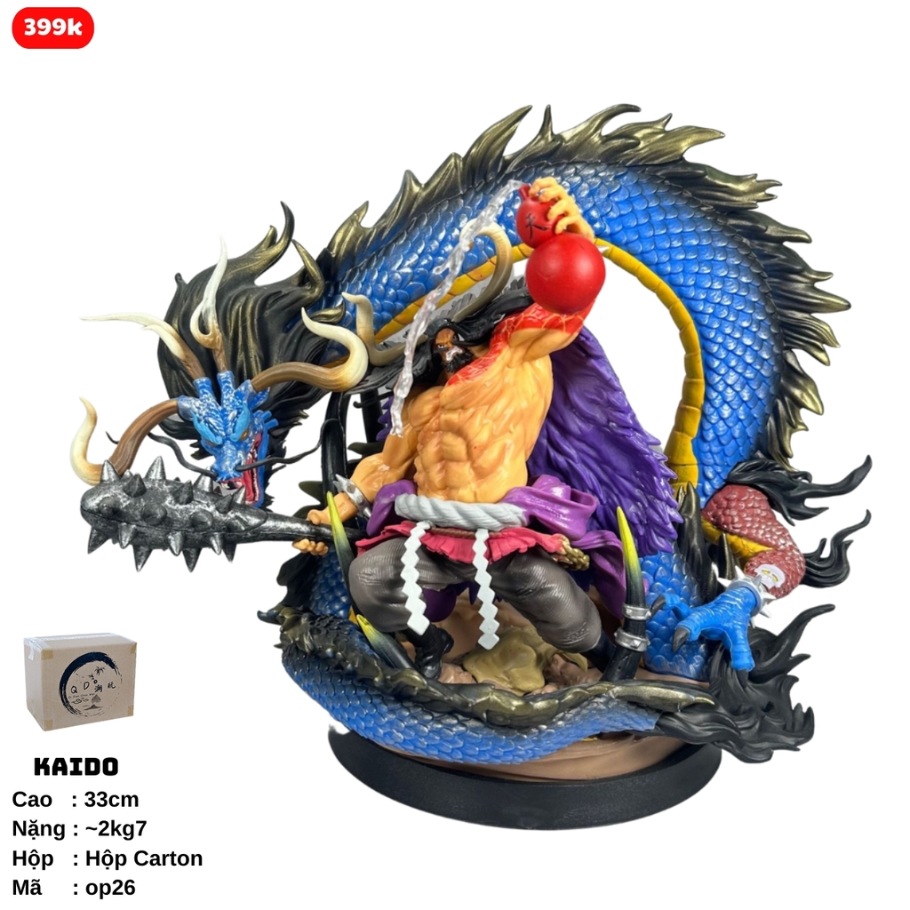 Hàng Loại 2 - Mô Hình OnePiece Kaido có rồng siêu đẹp cao 33cm - Figure OnePiece - Có Hộp Carton - K21-T4-S8-9