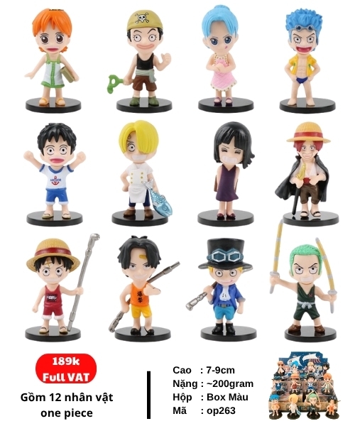 Mô Hình OnePiece bộ 12 nhân vật chibi OnePiece Blind Box - Cao : 7-9cm - Nặng : 200gram - Figure OnePiece - Hộp Màu - K31-T1-S12