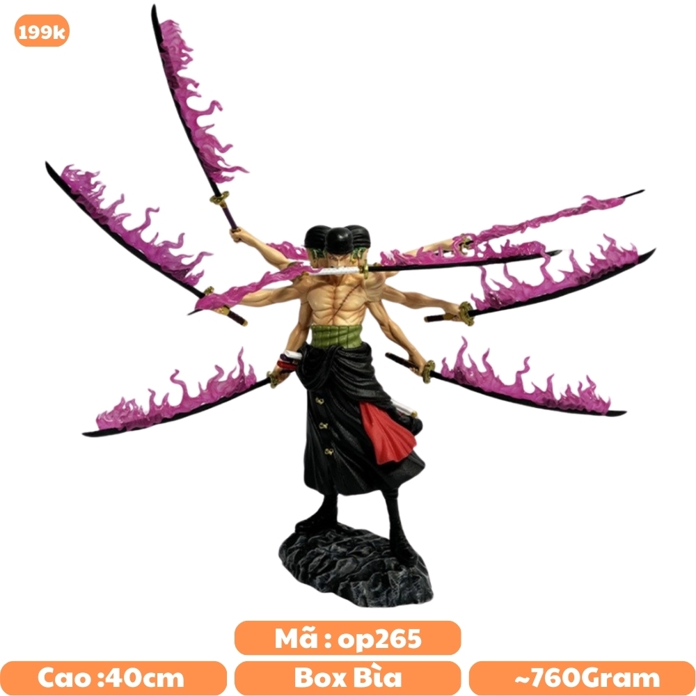 Mô Hình OnePiece Zoro Asura 3 đầu 6 tay dáng đứng siêu ngầu - Cao 40cm Nặng 760gram - Figure OnePiece - Hộp Carton ( G - 5 )