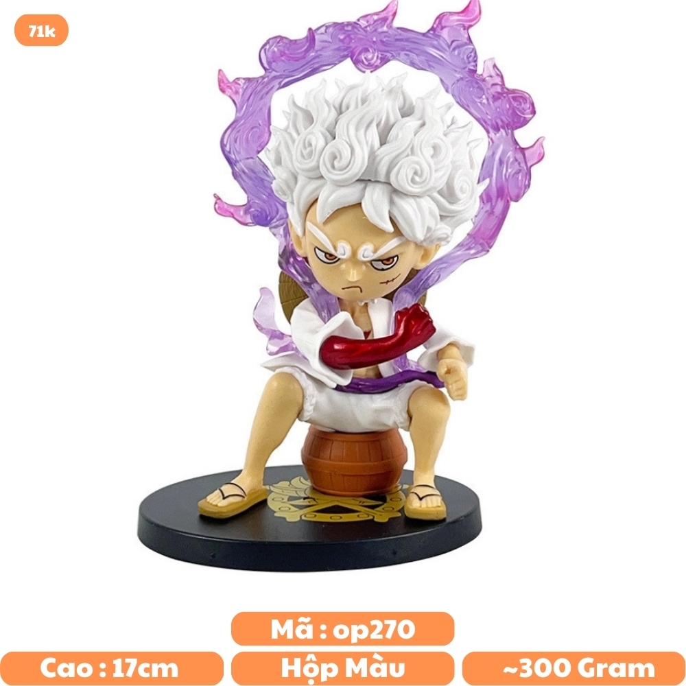 Mô Hình OnePiece luffy gear 5 AI chibi dáng ngồi - cao 17cm - nặng 270gram - Hộp Màu - Figure One Piece - N1-K56-T1-S1