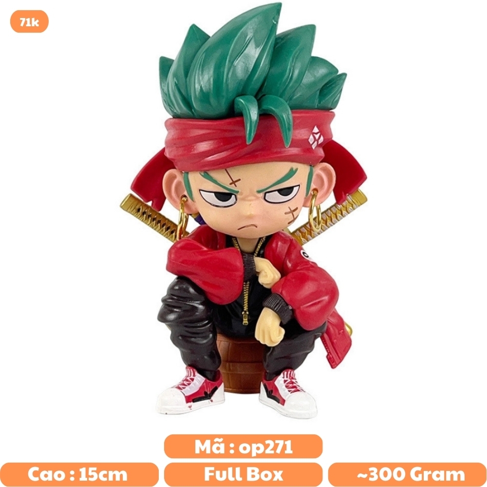Mô Hình OnePiece Zoro AI chibi dáng ngồi - cao 15cm - nặng 270gram - Hộp Màu - Figure One Piece - N1-K56-T1-S2