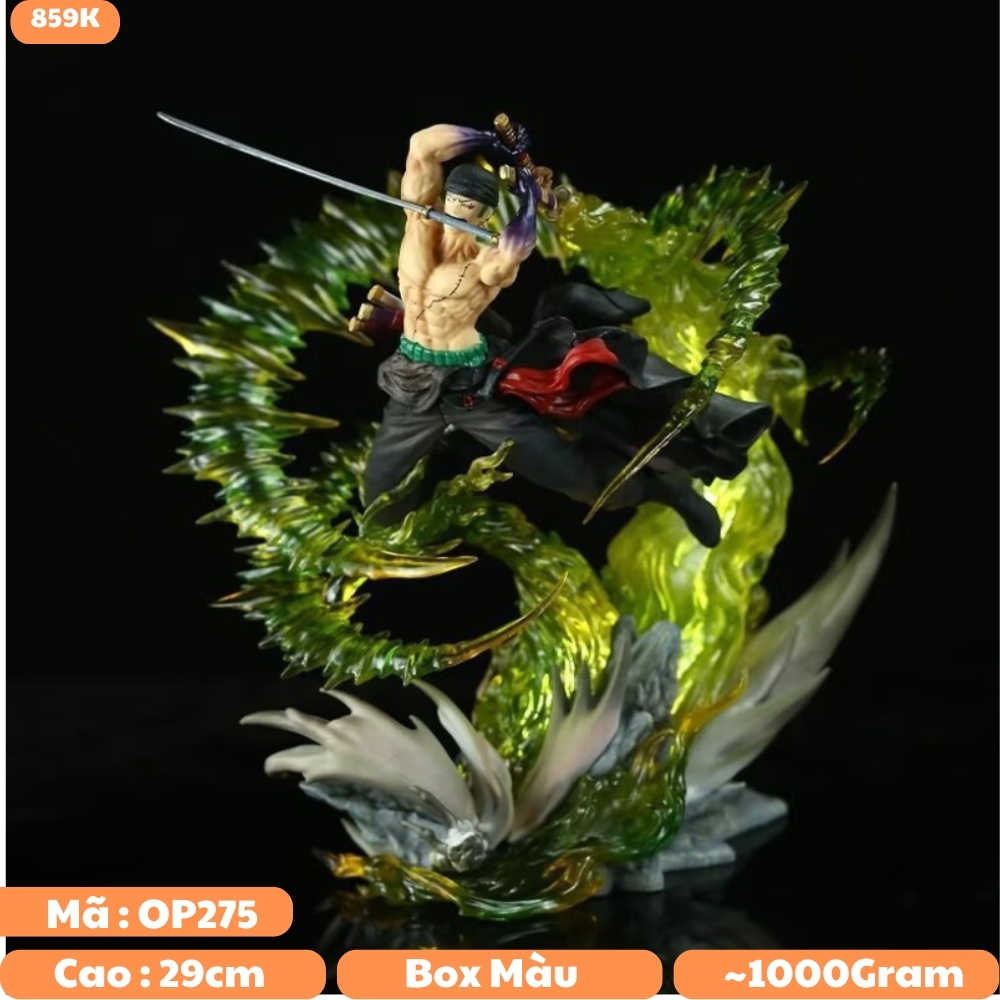 Mô Hình OnePiece Zoro trạng thái chiến đấu Cao : 29cm - có led siêu ngầu - Figure OnePiece - Hộp Màu - K27-T4-S2-3