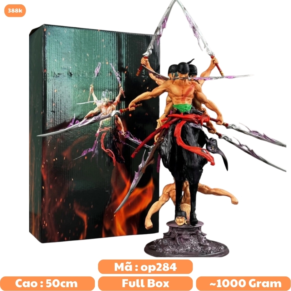Mô Hình OnePiece Zoro 3 đầu 6 tay dáng đứng có base - Phụ kiện : bán thân thay thế - Cao 50cm Nặng 760gram - Figure OnePiece - Full Box - N1-K37-T4-S2