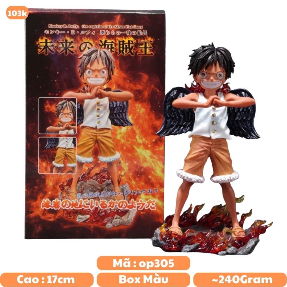 Mô Hình OnePiece luffy thiên thần có cánh - cao 17cm - nặng 243gram - Figure One Piece - Hộp Màu - N1-K52-T4-S2