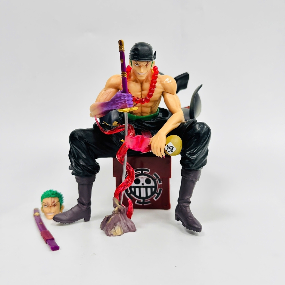 Mô Hình OnePiece Zoro cầm kiếm enma ngồi - Cao 15cm - nặng 300gram - Phụ kiện : 2 đầu + 1 kiếm + thùng gỗ ngồi , Figure OnePiece - NoBox - SKU : op329b ( VAT : 002-01-60 ) - K29-T2-S11