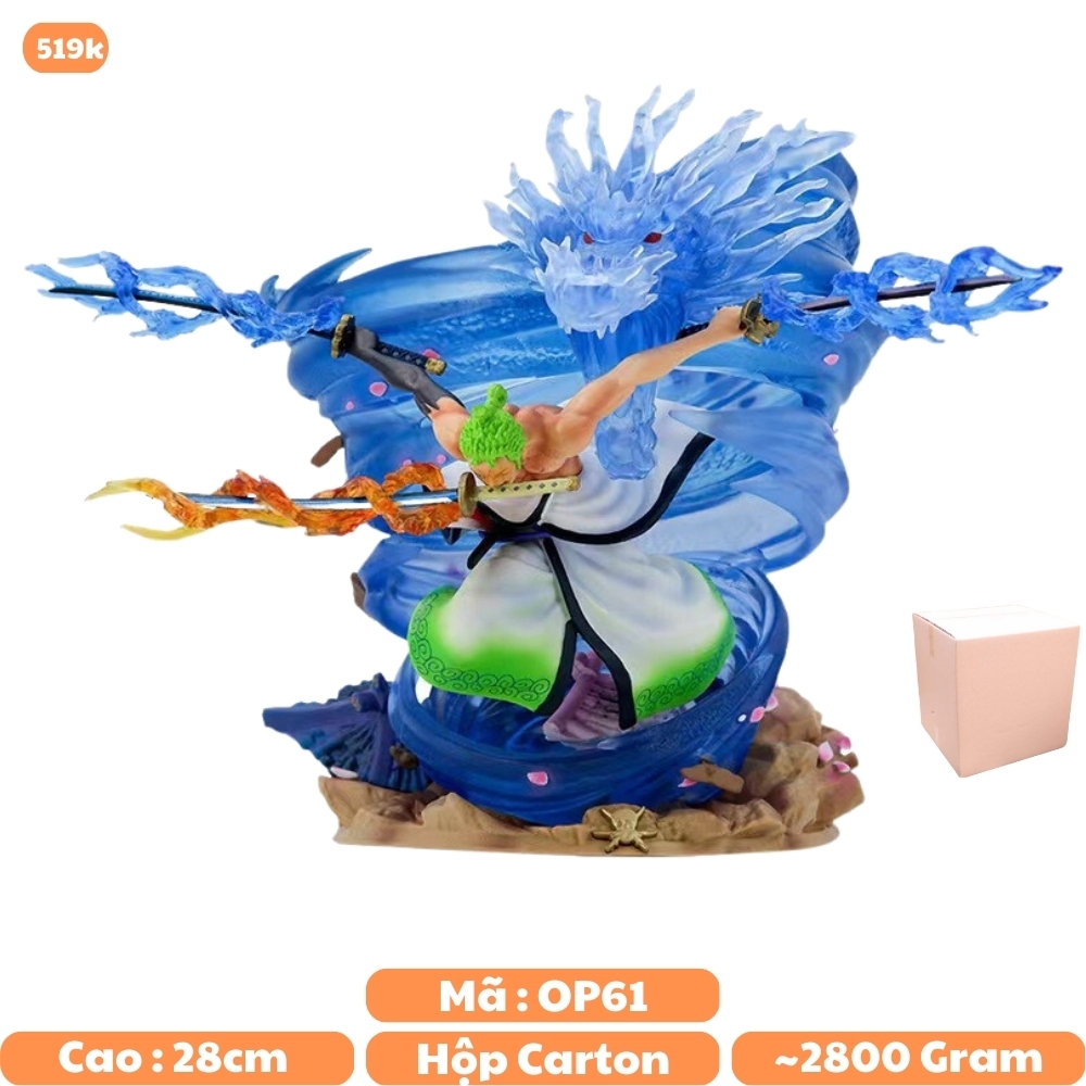 Mô Hình OnePiece Zoro wano hiệu ứng lốc xoáy siêu đẹp - Bản cao cấp -  cao 28cm - nặng 2800gram - Figure OnePiece - Có Hộp Carton